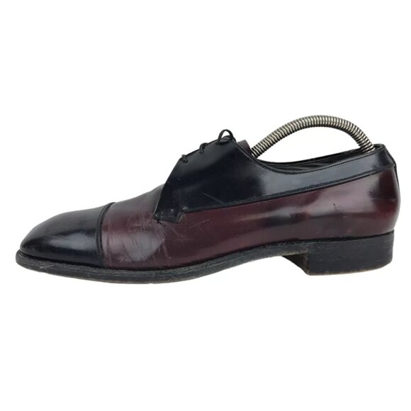 Freeman Mens Brown Black Leather Lace Up Low Top Classic Oxford Shoes Size US 9D - Picture 2 of 9